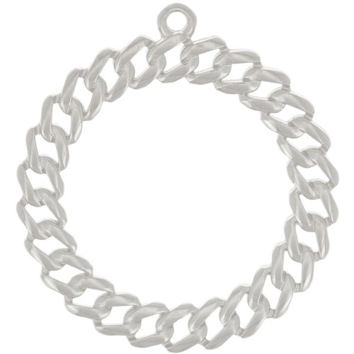 Colgante redondo con efecto cadena 29 mm - Plateado x1