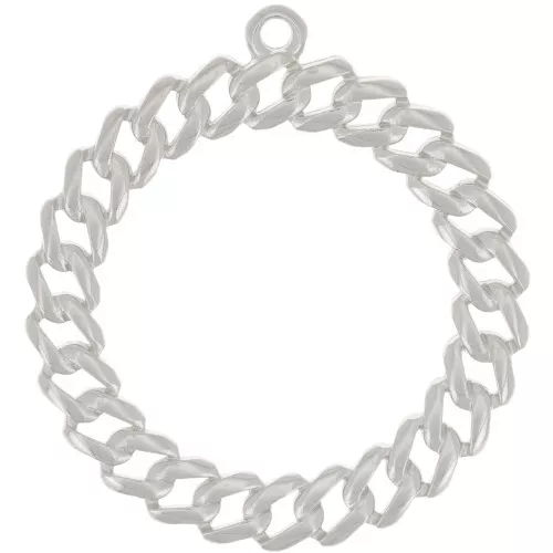 Colgante redondo con efecto cadena 29 mm - Plateado x1