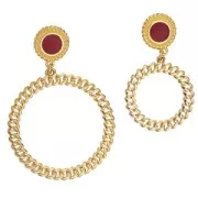 Colgante redondo con efecto cadena 29 mm - Plateado x1