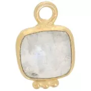 Dije cuadrado 11x7mm Gemstone Charm - Dorado oro fino - Moonstone