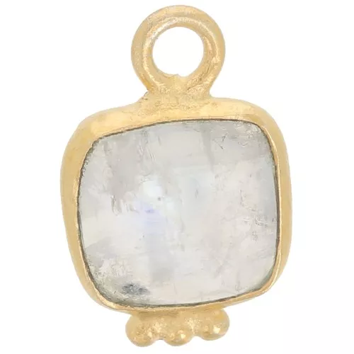 Dije cuadrado 11x7mm Gemstone Charm - Dorado oro fino - Moonstone