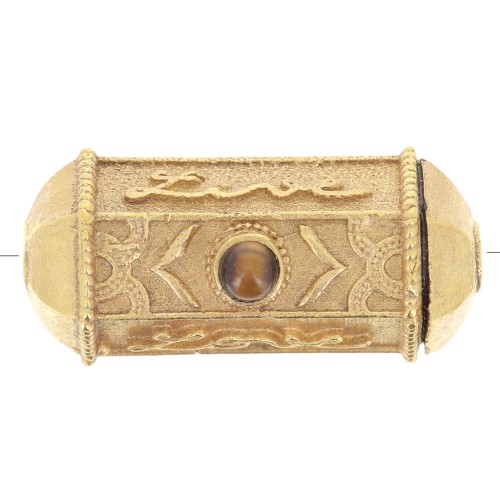 Cilindro de perlas exclusivdad Perles&Co - Gema 25x12 mm Dorado oro Ojo de tigre