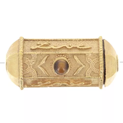 Cilindro de perlas exclusivdad Perles&Co - Gema 25x12 mm Dorado oro Ojo de tigre