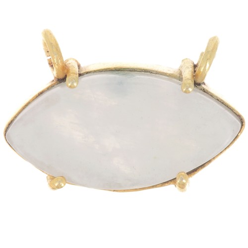 Colgante gema navette 21x13 mm - Chapado en oro - Piedra luna x1