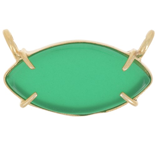 Colgante lanzadera de cristal 21x13 mm - Dorado con oro fino - Imitación Ónix verde x1