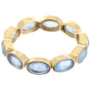 Anillo con gema Calcedonia azul - Talla 51 - Dorado con oro fino x1
