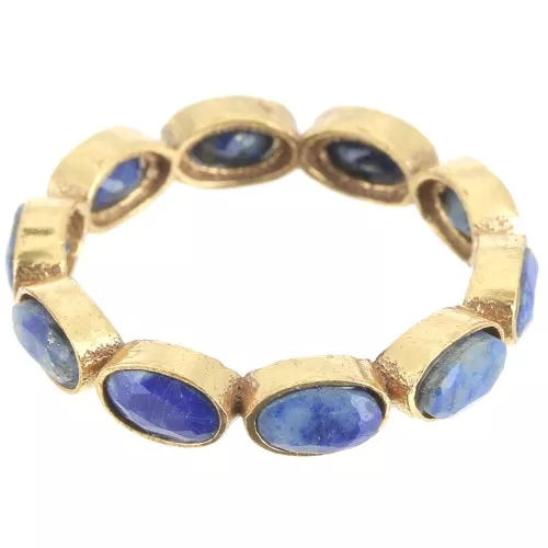 Anillo con gema de lapislázuli - Talla 51 - Dorado con oro fino x1