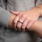 Anillo con gema de lapislázuli - Talla 51 - Dorado con oro fino x1