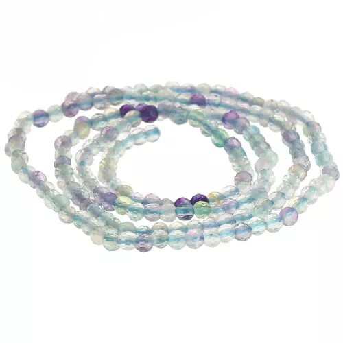 Cuenta redonda facetada 2 mm gema - Fluorita x32cm
