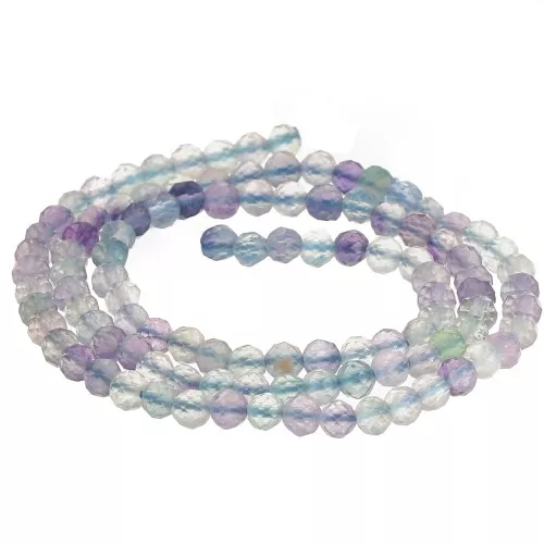 Cuenta redonda facetada 3 mm gema - Fluorita x31cm
