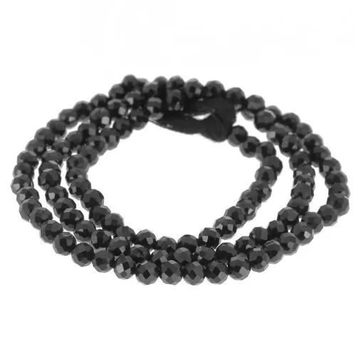Cuentas facetadas redondas 3 mm gema - Espinela negra x31cm