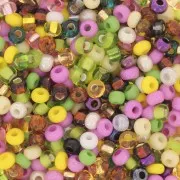 Cuentas de Rocalla Preciosa 8/0, 3 mm - Surtido: opaco, transparente, rosa y verde x 20 g