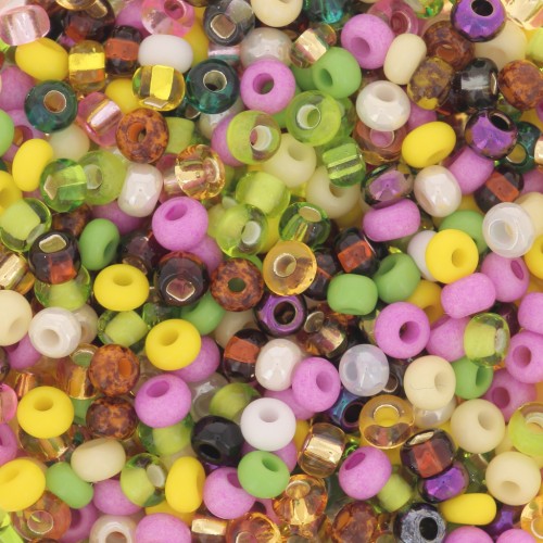 Preciosa Cuenta de Rocalla 8/0 3 mm - Mezcla Opaco - Transparente - Rosa - Verde x20g