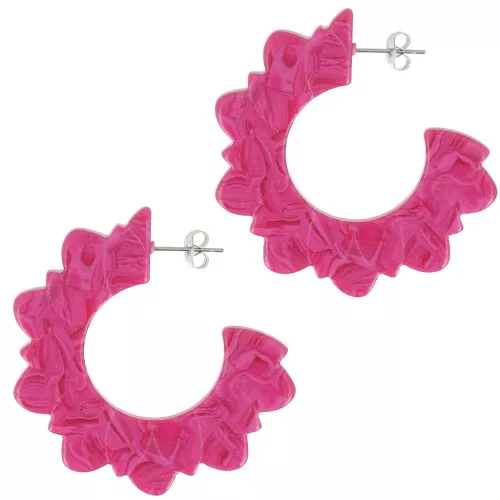 Aros flor de acetato 49 mm - Frambuesa jaspeado x2