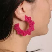 Aros flor de acetato 49 mm - Frambuesa jaspeado x2