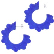 Pendientes Aros Flor de Acetato 49mm - Azul Real Perla x2