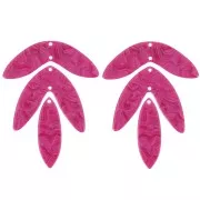 Surtido de 6 colgantes hoja de acetato - 62x45 mm para montar - Jaspeado frambuesa