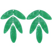 Surtido de 6 colgantes hoja de acetato - 62x45 mm para montar - Verde nacarado