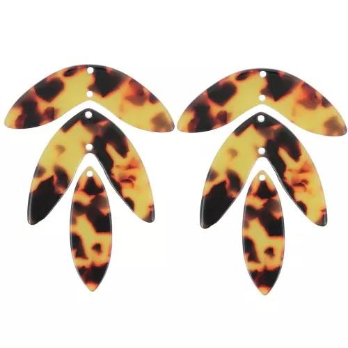 Surtido de 6 colgantes hoja - 62x45 mm en acetato - Marrón - Negro