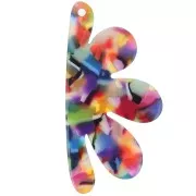 Colgante media flor de acetato 53x26 mm - Concha de tortuga - Multicolor x1