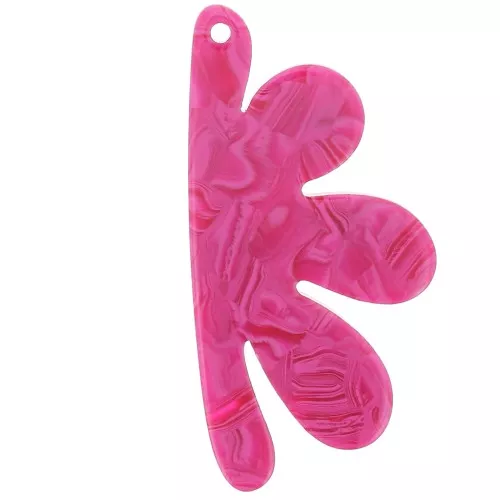Colgante media flor de acetato 53x26 mm - Jaspeado frambuesa x1
