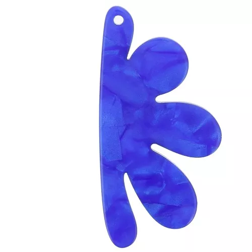 Colgante media flor de acetato 53x26 mm - Perla azul real x1