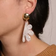 Colgante media flor de acetato 53x26 mm - Carey - Marrón - Negro x1