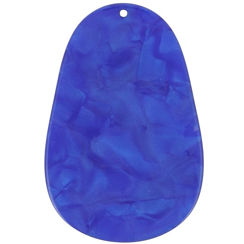 Colgante ovalado de acetato 50x33 mm - Perla azul real x1