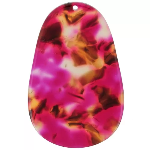 Colgante Ovalado de Acetato 50x33 mm - Carey - Marrón - Rosa Oscuro x1