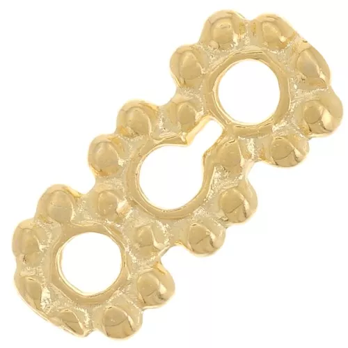 Entrepiezas Flor Redonda 3 filas 12x5 mm - Dorado Fino x5