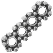 Entrepiezas flores redondas 4 filas 16x5 mm - Plata envejecida x5