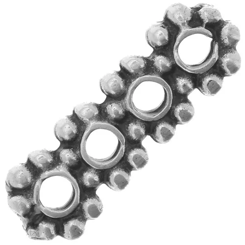 Entrepiezas flores redondas 4 filas 16x5 mm - Plata envejecida x5
