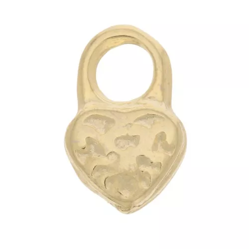 Miniatura textura corazón candado encanto 9x6 mm - Dorado x4