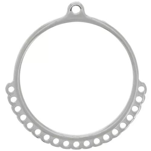 Colgante Candelabro círculo hueco 32 mm, multi-agujero - Plata envejecida x1