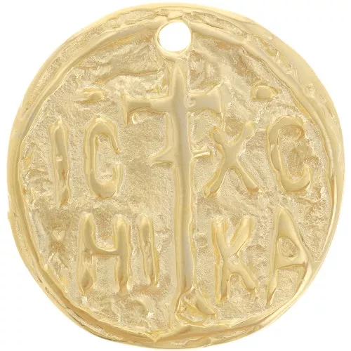 Colgante medalla irregular 25 mm símbolo religioso - Dorado x1