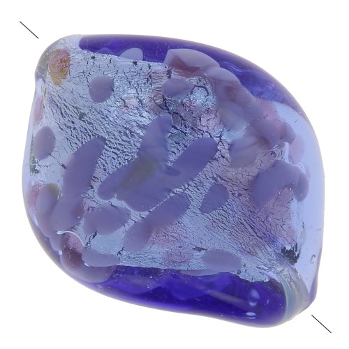 Hoja Murano Twisted hoja de plata 20x15 mm - Azul x1