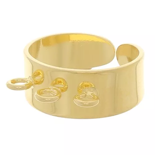 Anillo ancho 3 anillas - Talla ajustable 53 a 57 - Dorado x1