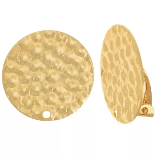 Pinzas redondas martilladas 18 mm con un agujero - Dorado x2