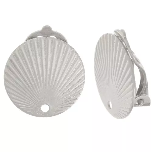 Pinzas redondas efecto plisado 15 mm con agujero - Plateado x2