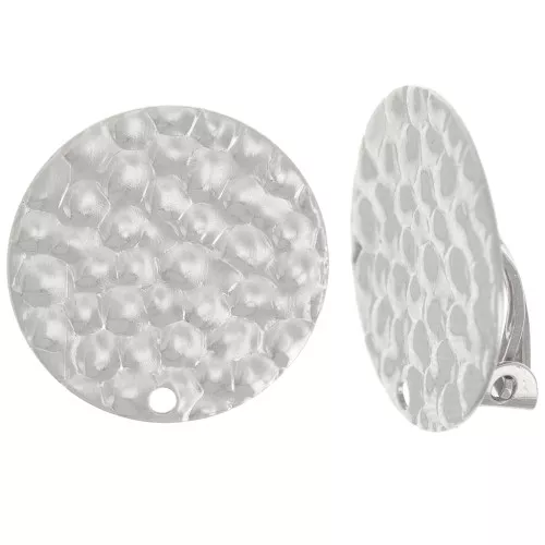 Pinzas redondas martilladas 18 mm con agujero - Plateado x2