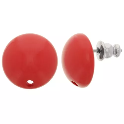 Ganchos pendientes redondos de resina 14 mm - Rojo claro x2