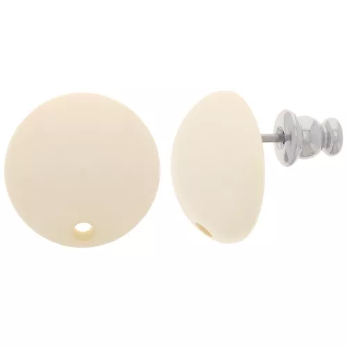Ganchos pendientes redondos de resina 14 mm - Beige x2