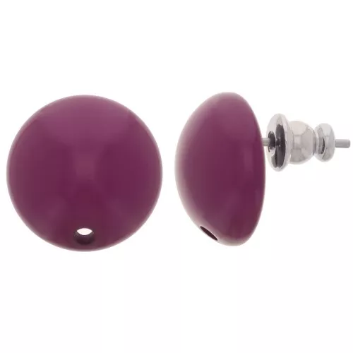 Ganchos pendientes redondos de resina 14 mm - Berenjena x2