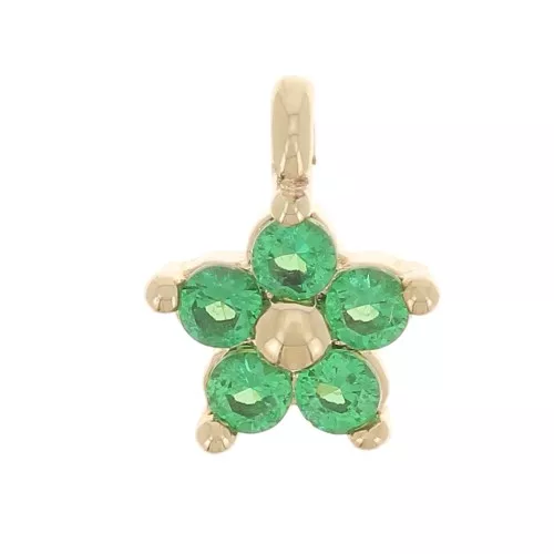 Mini Dije Flor con Óxido de Circonio 6 mm - Chapado de oro 3 micras - Verde x1