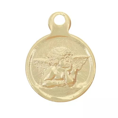 Colgante redondo de 8 mm - Ángel Rafael - chapado en oro de 3 micras x1