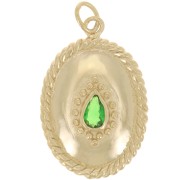 Colgante Oval Efecto Cuerda 24x16mm Óxido de Circonio Chapado oro 3 Micras - Verde|raw }}