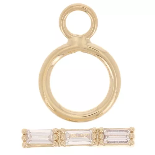 Cierre de barra en T de 9 mm - Barra de óxido de circonio - Chapado en oro de 3 micras - Cristal x1