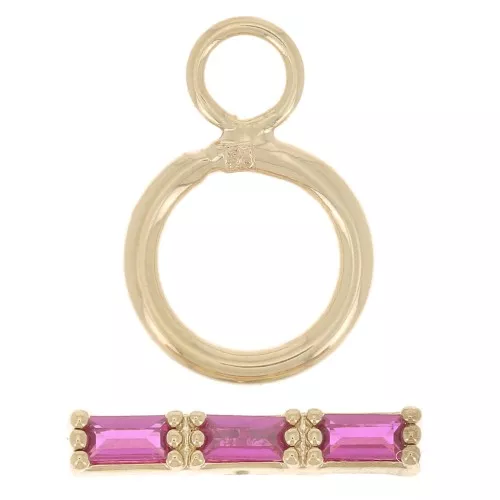 Cierre de barra en T de 9 mm - Barra de óxido de circonio - Chapado en oro de 3 micras - Fucsia x1