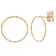 Pendientes huecos de diamante 16 mm - 3 micras chapado en oro x2
