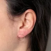 Pendientes huecos de diamante 16 mm - 3 micras chapado en oro x2